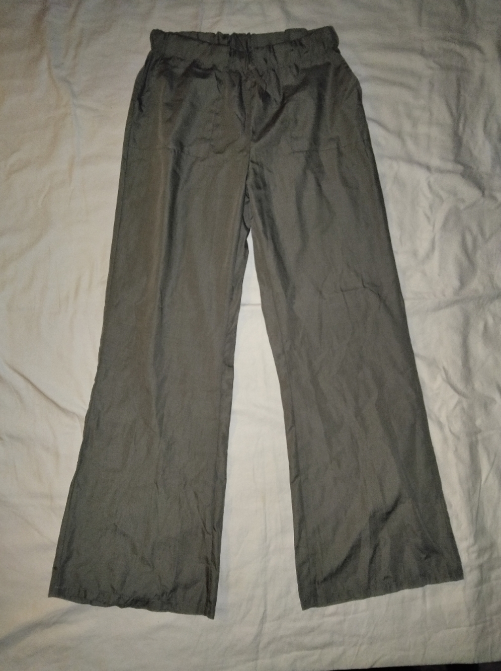 Source Unknown Olive-Green Wide Leg Elastic Waist Chinos